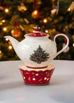 Kanne und St&ouml;vchen von Villeroy & Boch WEISS-GR&Uuml;N-ROT