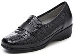 Waldläufer Slipper aus krokogeprägtem Leder SCHWARZ