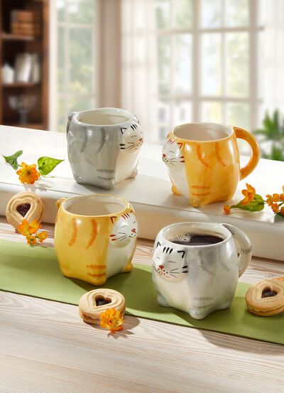 Katzen-Tasse, 2er-Set, aus hochwertiger Keramik 