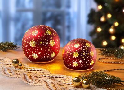 Batteriebetriebene, beleuchtete Kugeln, 2er-Set, aus Glas 