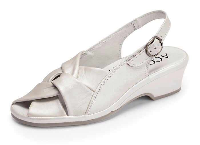 ELENA EDEN, elegante Damen-Sandalen, Weite G, aus Leder PERLWEISS