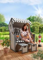 Strandkorb mit Gestell aus pulverbeschichtetem Stahl 