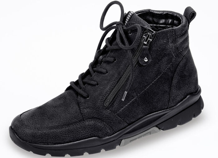 Waldläufer, gefütterte Damen-Stiefeletten, Winterschuhe, Weite H, mit herausnehmbarem Fußbett SCHWARZ