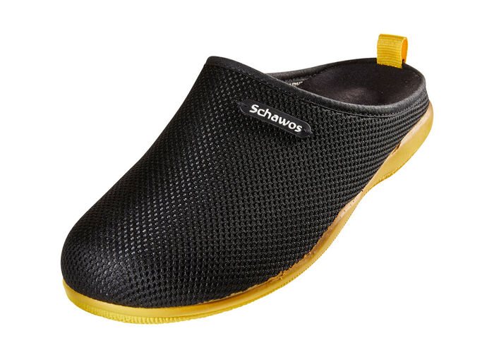 Pantoffeln mit rutschhemmender Synthetik-Laufsohle SCHWARZ-GELB