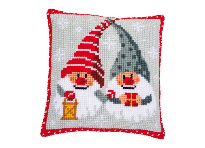 Kreuzstichkissen mit Winter-Motiven BUNT