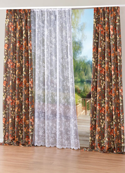 Halbtransparenter Store mit gebogtem Abschluss 