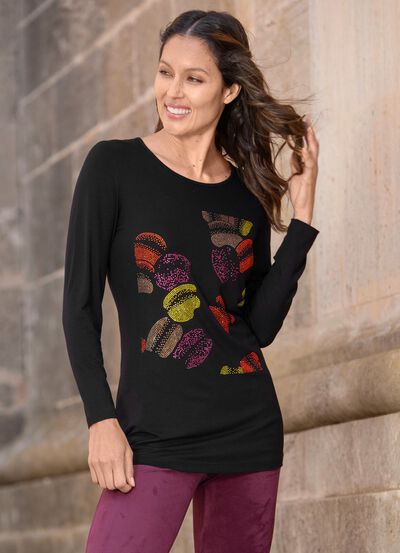 Shirt mit Stra&szlig;zier im Vorderteil 