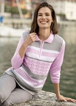 Pullover mit dezentem Glanz ROSÉ-GRAU-WEISS