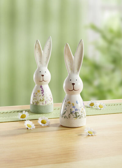 Hasenpaar, 2er-Set, aus hochwertiger Keramik 
