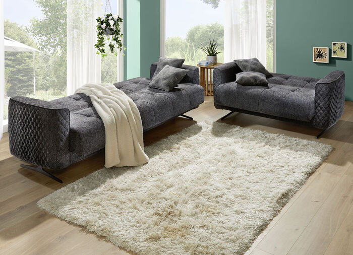 Polstermöbel mit Bettfunktion und Dekokissen ANTHRAZIT