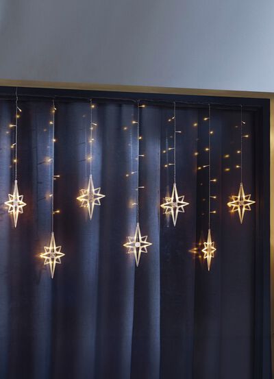Lichtervorhang Sterne f&uuml;r den Innen- und Au&szlig;enbereich 