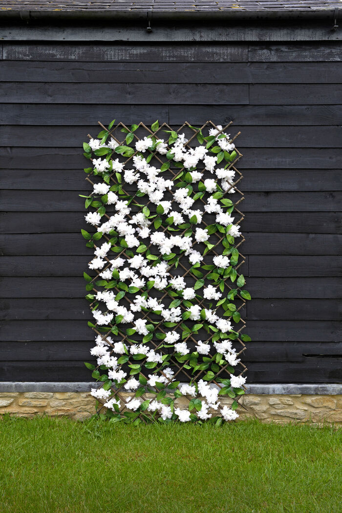 Wandgitter aus Blätter und Blüten BRAUN-GRÜN-WEISS