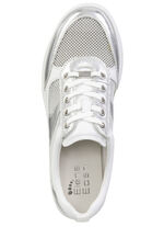 ELENA EDEN Sneaker aus Nappaleder und luftigem Textil in Netzoptik WEISS-SILBER