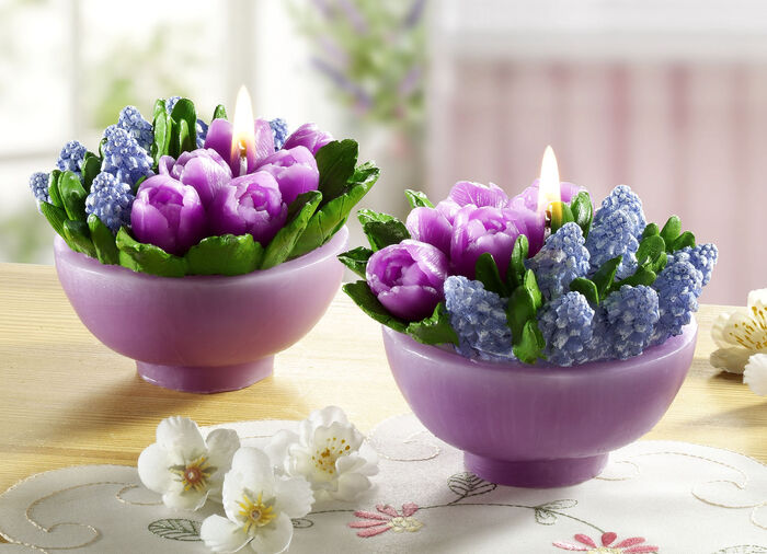 Kerzen aus Echtwachs, 2er-Set 