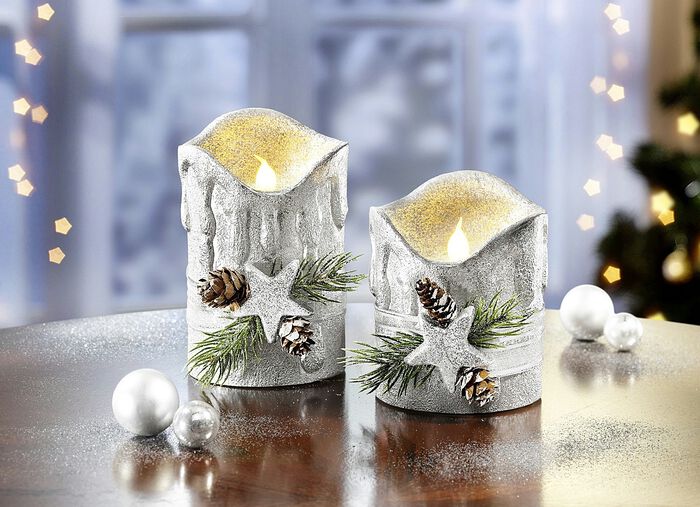 LED-Echtwachskerzen, 2er-Set 