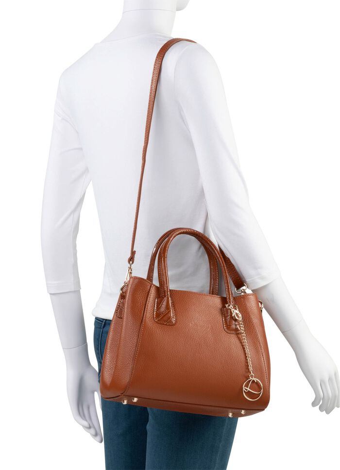 Laurina Tasche aus genarbtem Kalb-Nappaleder COGNAC