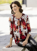 Shirt mit schöner Fältelung in 2 Farben ROT-SCHWARZ-APRICOT