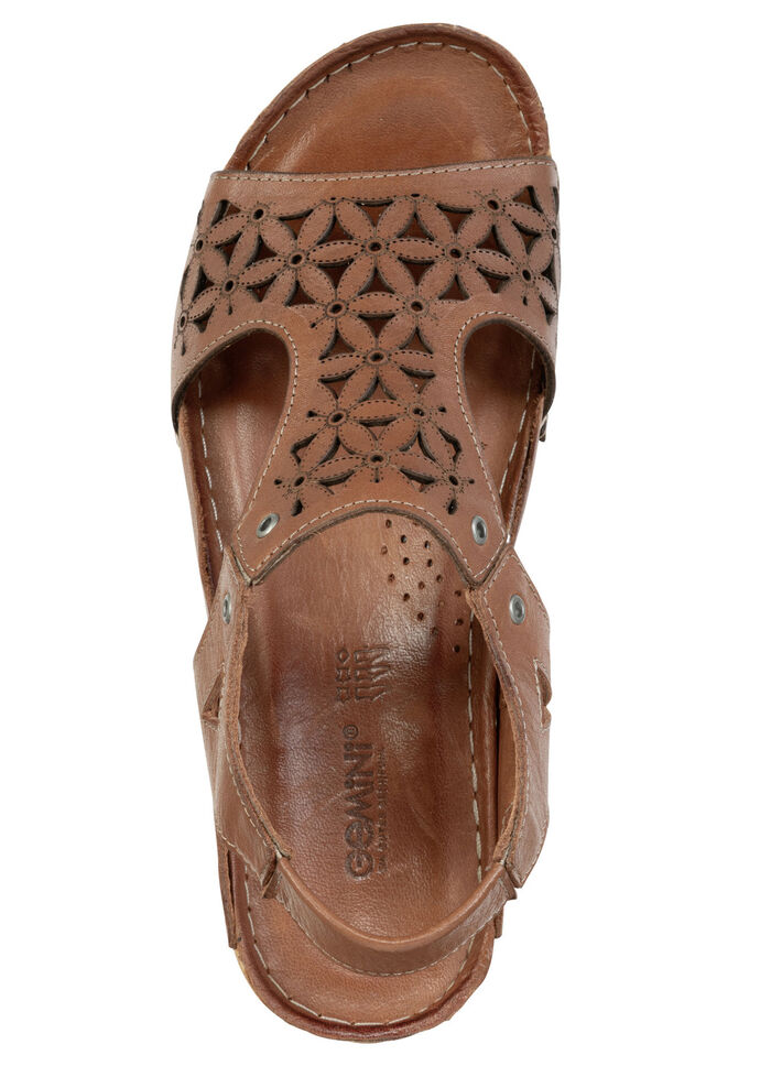 Gemini, sommerliche Damen-Sandalen, Weite G, aus Leder COGNAC
