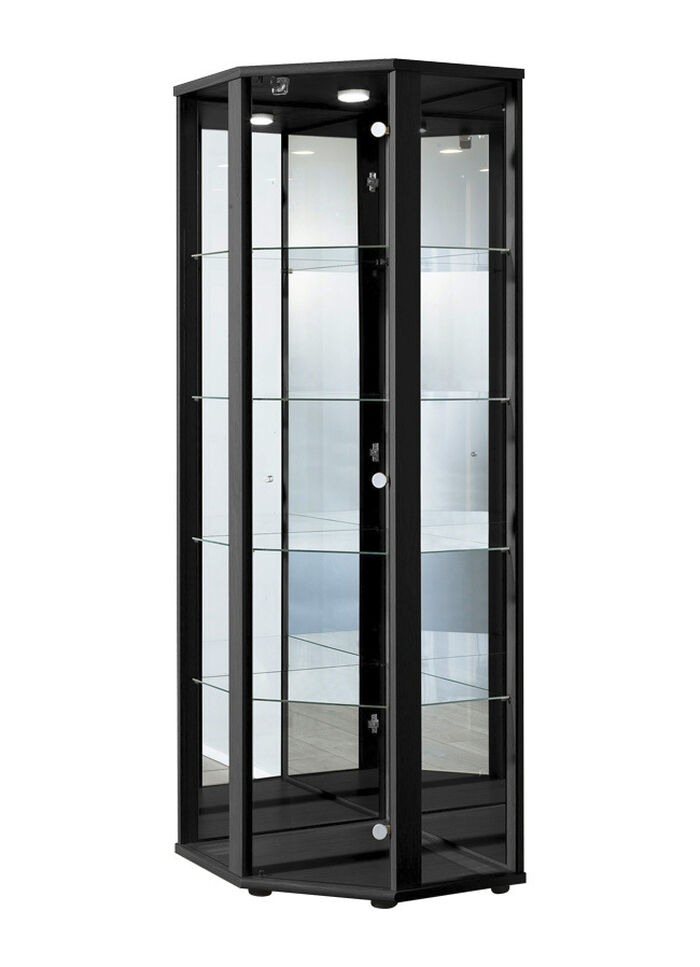 Eck-Vitrine mit LED-Beleuchtung SCHWARZ