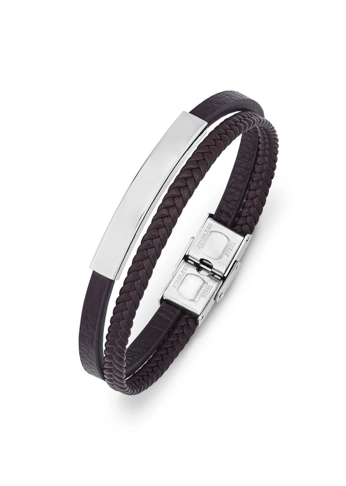Modernes Leder-Armband mit Edelstahl 