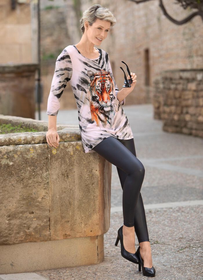 Shirt mit platziertem Tiermotiv SCHWARZ-GRAU