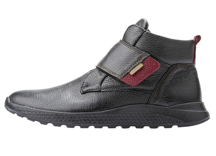 Waldläufer, bequeme Damen-Stiefeletten, Weite H, mit herausnehmbarem Fußbett SCHWARZ-ROT