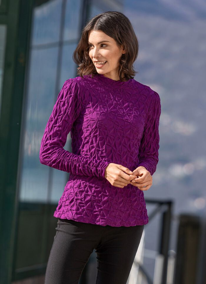 Shirt mit Stehkragen in 2 Farben BEERE