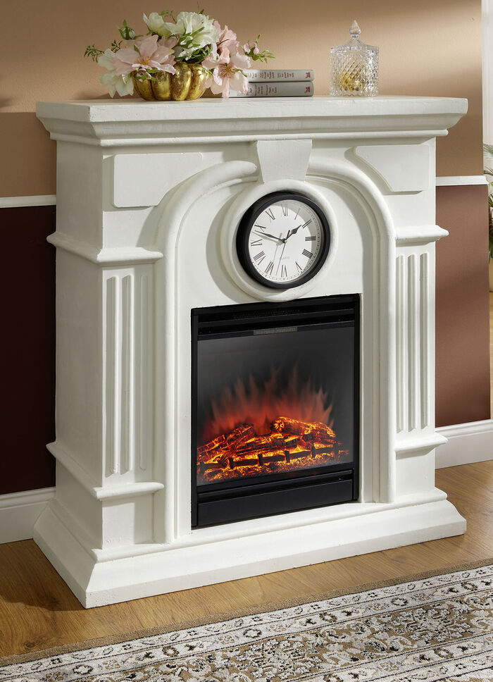 Elektrischer Kamin mit integrierter Uhr 