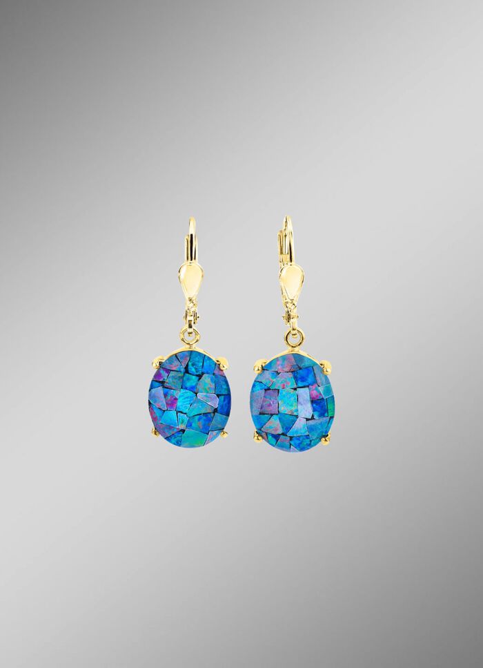 Ohrringe mit Mosaik-Opaltriplette, beh. 