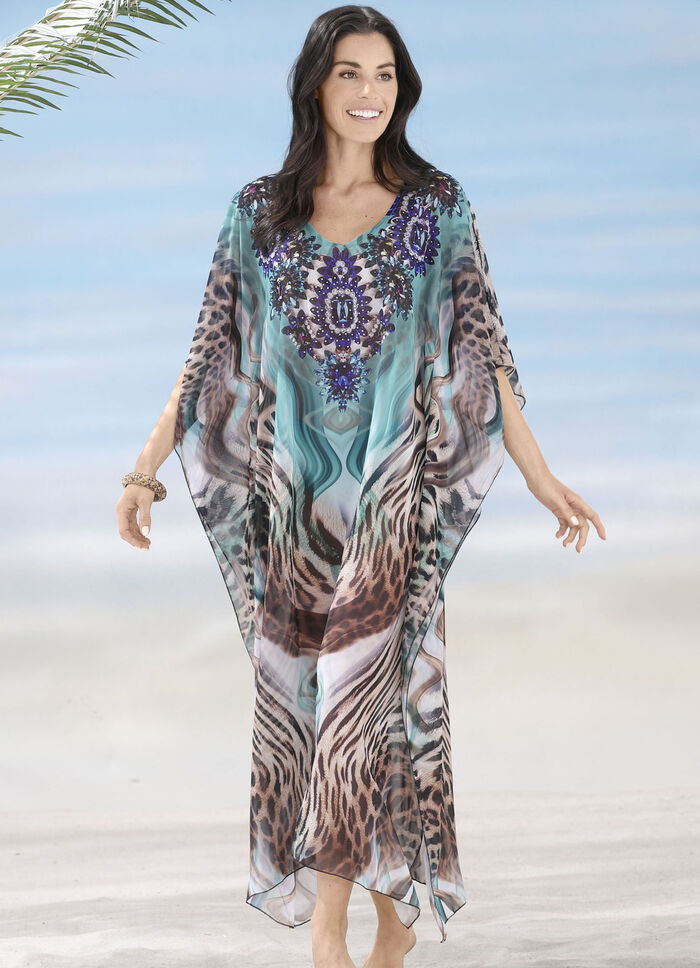 Laurina Kaftan mit Schmucksteinchen 