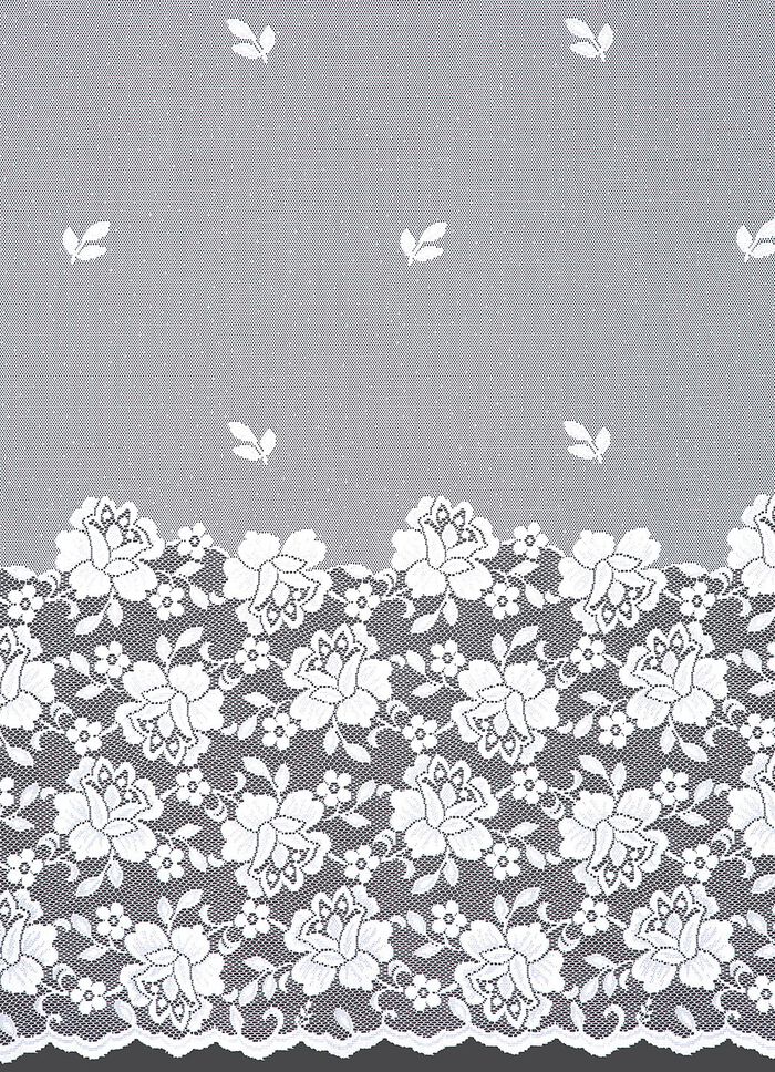 Filigraner Blumenfenster-Store mit Automatikfaltenband 1:3 