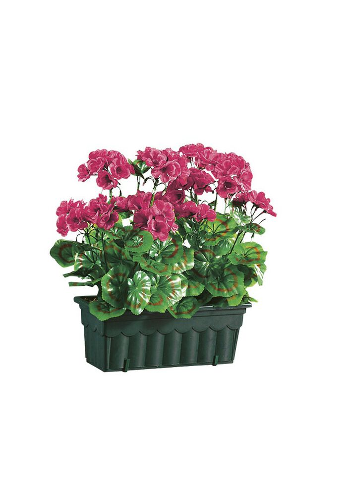 T&auml;uschend echt wirkende Geranien mit Balkonkasten PINK