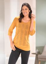 Shirt mit kontrastfarbenen Zierplättchen in 2 Farben MAISGELB