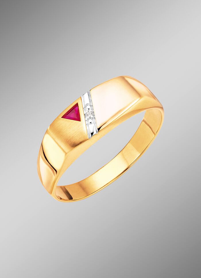 Herrenring mit Rubin und Diamanten 