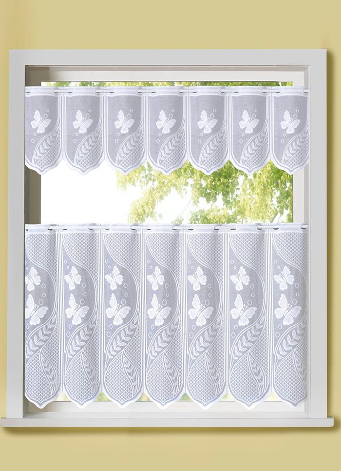Jacquard Kurzstore mit Schmetterlings-Dessin WEISS