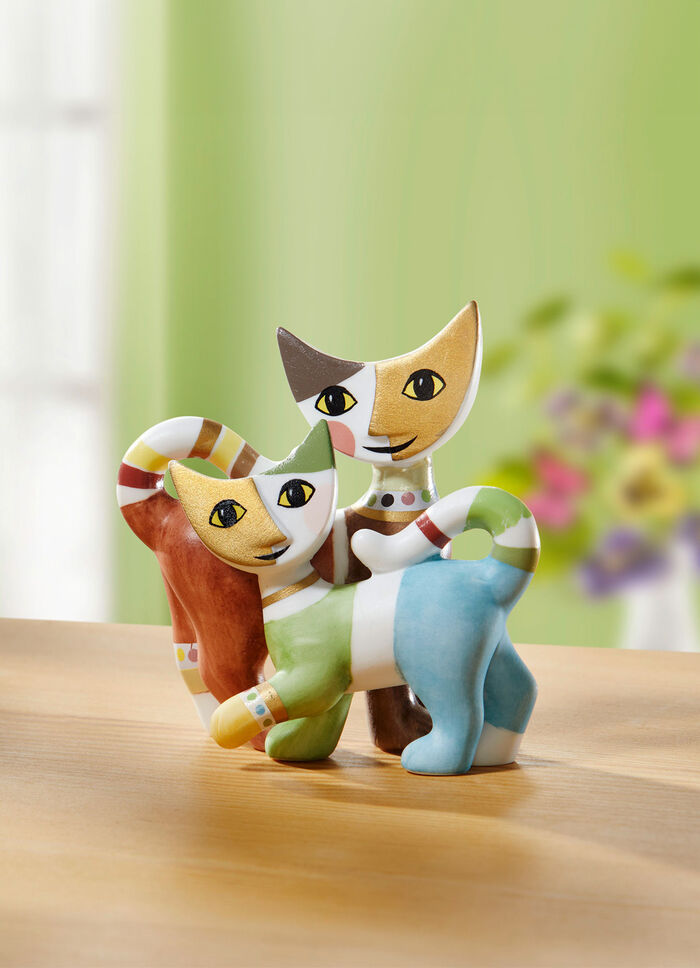 Mini-Katzenpaar aus Biskuitporzellan 