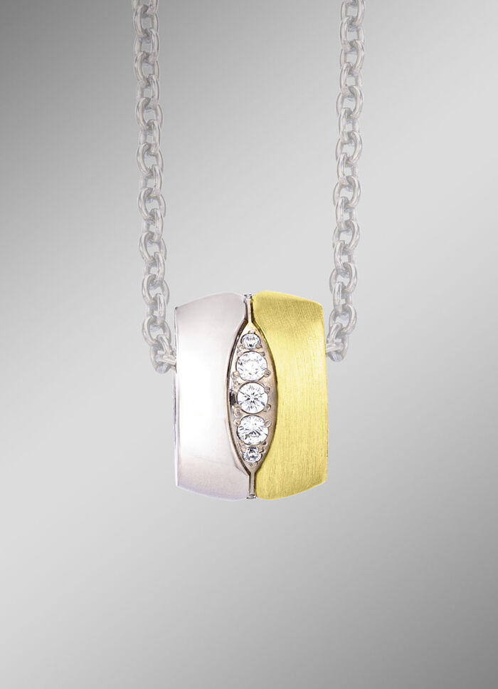 Anhänger in Bicolor mit synth. Zirkonia 