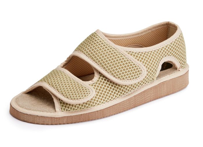 Bequeme Damen-Sandalen, Weite H, aus gepolstertem Textilmaterial BEIGE