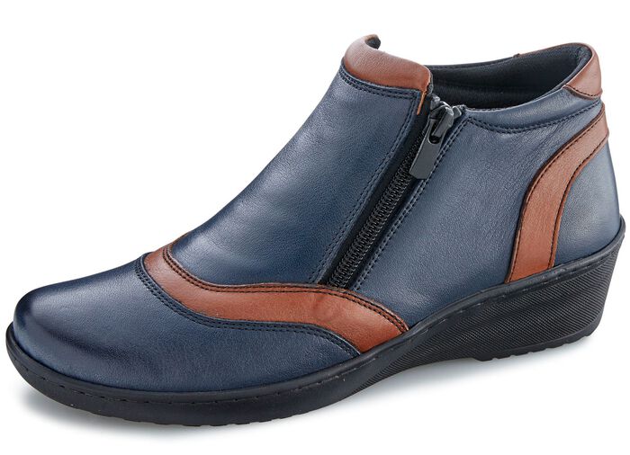 Gemini, bequeme Damen-Boots, Weite H, mit herausnehmbarem Fu&szlig;bett MARINE-BRAUN