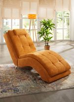 Relaxliege mit Kopfkissen und Knopfsteppung GOLD