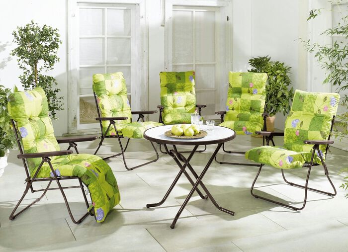 Gartenm&ouml;bel mit lackiertem Stahlrohrgestell und Federbespannung 