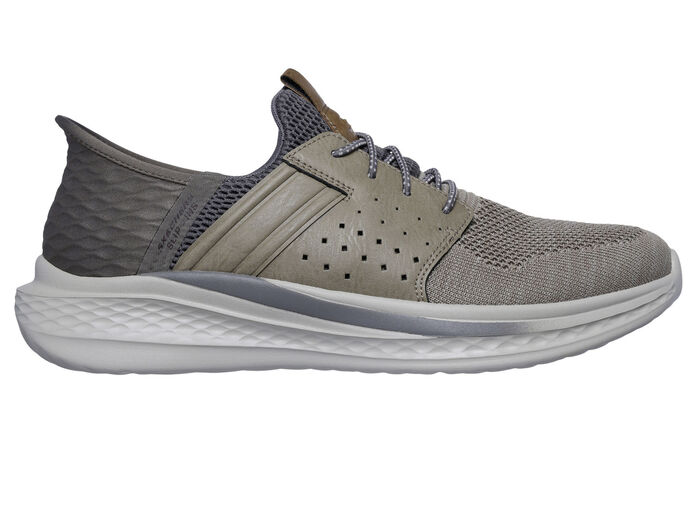 SKECHERS Slipper mit geformter Slip-Ins Fersenplatte TAUPE-GRAU