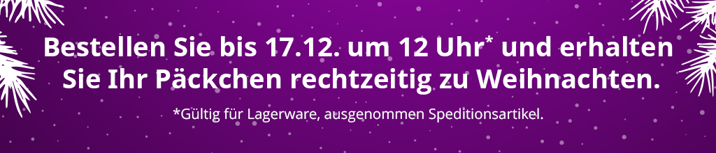 Bestellen Sie bis 17.12. um 12 Uhr und erhalten Sie Ihr P&auml;ckchen rechtzeitig zu Weihnachten.